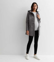 New Look Maternity Grey Hooded Anorak Waterproof Jacket - Size Maternity UK 12