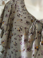 E-vie Maternity Brown Summer Smock Top with Purple Floral Print - Size Maternity UK 8
