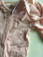 Brand New Bluezoo Baby Pink Pointelle Floral Sleepsuit & Matching Headband - Girls 0-3m
