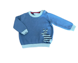 The Little White Company Blue Knitted Jumper With Cute Bunny Design - Boys 0-3m