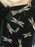 Next Maternity Black Dragonfly Print Tie Top - Size Maternity UK 20