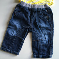 Mummy's Little Captain Yellow T-Shirt and Blue Stretch Jeans Outfit - Boys 3-6m