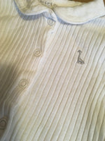 Dunnes White Ribbed L/S Top with Giraffe Chest Motif - Unisex 3-6m