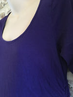 DP Maternity Purple Scoop Neck 1/2 Sleeve Ruched Top - Size Maternity UK 14