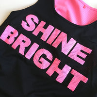Tu Girls Black/Neon Pink Shine Bright Mesh Sports Vest Top - Girls 9yrs