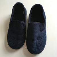 Navy Blue Classic Style Boys Slippers with Rubber Sole - Boys Size Infant UK 11