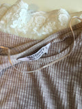Brand New DP Maternity Blush Pink Ribbed L/S Lace Trim Top - Size Maternity UK 8