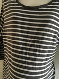 H&M Mama Black/Ecru Striped 3/4 Sleeve Top - Size Maternity XL - UK 20-22