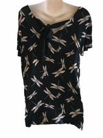 Next Maternity Black Dragonfly Print Tie Top - Size Maternity UK 20