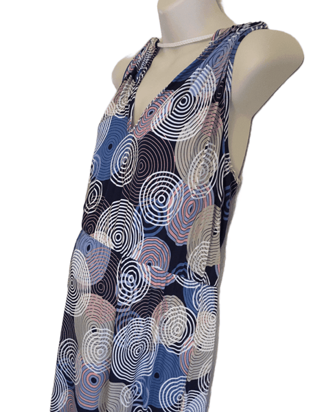 Geometric Circle Retro Print Stretch Maxi Dress - Size Maternity L - UK 16-18