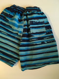 Navy Blue and Turquoise Boys Swimming Shorts with Elasticated Waist - Boys 11-12yrs