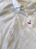 White Anchor Print Collared Sleepsuit - Boys 3-6m