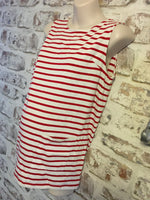 Topshop Maternity Red Striped Sleeveless Tunic Top with Pockets - Size Maternity UK 8