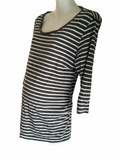 H&M Mama Black/Ecru Striped 3/4 Sleeve Top - Size Maternity XL - UK 20-22