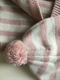 H&M Baby Pink Striped Sparkly Winter Hat Scarf & Gloves Set - Girls 0-2m