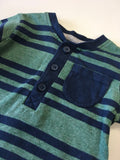 George Green/Navy L/S Striped Button Top - Boys 0-3m