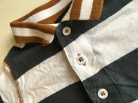 Next Striped S/S Polo Shirt Grey/White/Brown - Boys 3-6m