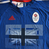 Adidas Boys Blue Team GB Stripe T-Shirt - Boys 9-10yrs