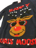 Happy Chris Moose Navy Blue Knitted Christmas Jumper - Unisex 9-10yrs
