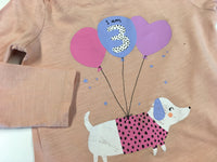 Tu Girls Peach I am 3 Dog & Balloons L/S Top - Girls 3-4yrs