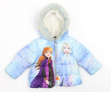 Disney at Primark Frozen II Girls Blue Puffer Jacket Coat with Hood - Girls 12-18m