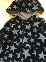 Lupilu Boys Blue Navy Star Print Fleece Hooded Onesie - Boys 5-6yrs