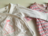 Lupilu 2 x Girls Front Fastening Pink/White L/S Bodysuits  Bundle - Girls 0-2m