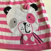 Bluezoo Baby Pink and White Striped and Spots Jumper Dress with Panda - Girls 3-6m