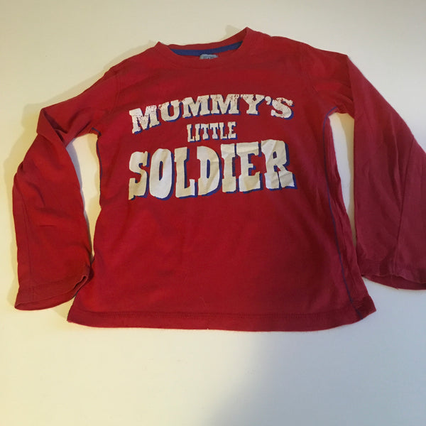 Mummy's Little Soldier Red L/S Boys Top - Boys 4-5yrs