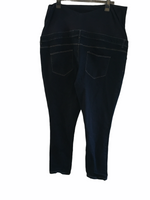 Dorothy Perkins Dark Wash Indigo Blue Slim Leg Over Bump Jeans - Size Maternity UK 22