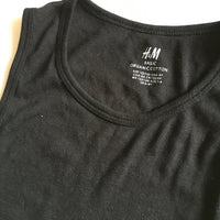 H&M Basic Organic Cotton Black Sleeveless Vest - Girls 6-8yrs