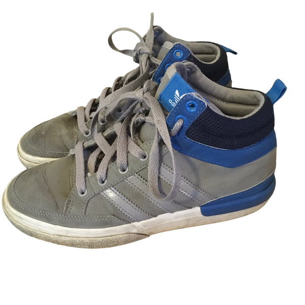 Adidas Grey/Blue High Top Lace Up Retro Trainers - Boys Size UK 4
