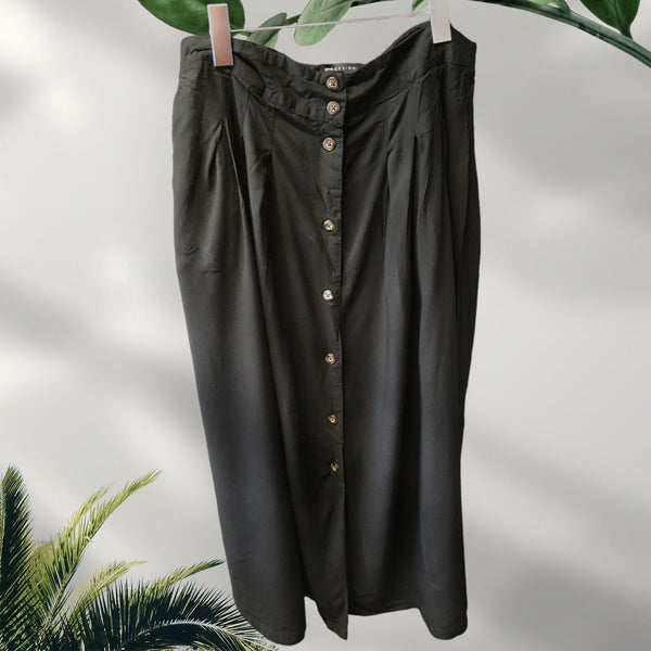 Asos Design Maternity Black Button Front Split Leg Maxi Skirt - Size Maternity UK 14