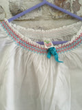 Mini Boden 100% Cotton White L/S Tunic Dress with Flower Design - Girls 5-6yrs