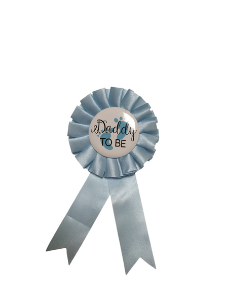 Light Blue Daddy To Be Rosette Pin Badge - Unisex Baby