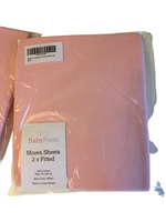 Brand New BabyPrem 2 x Moses Fitted Sheets Pink - Baby Girl