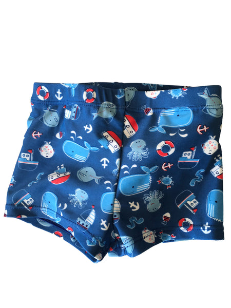 Mini Club Boys Nautical Theme Blue Swimming Shorts - Boys 3-6m