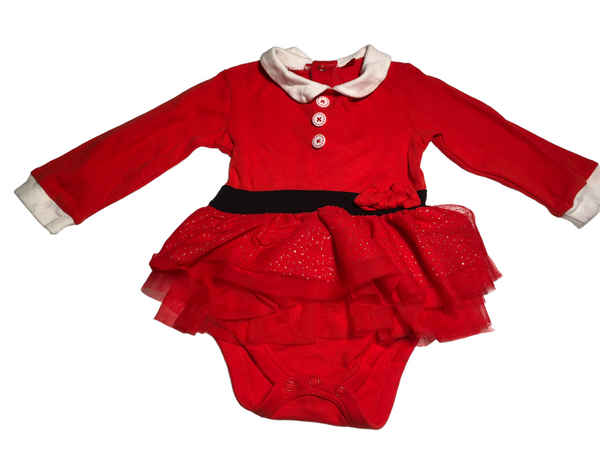 Tu Red Santa Baby Tutu Dress L/S Bodysuit - Girls 9-12m
