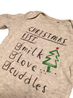 Next Grey Christmas Tick List L/S Baby Bodysuit - Unisex 0-1m 