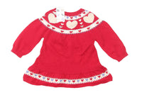 Brand New Nutmeg Baby Red Knitted Hearts Christmas Jumper Dress - Girls 3-6m
