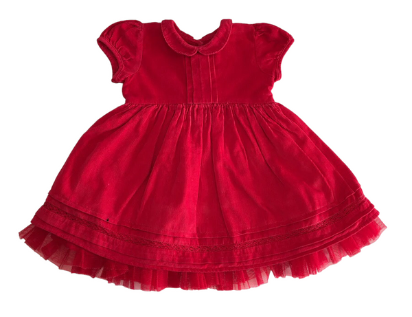 M&S Christmas Red Needlecord Baby Dress - Girls 6-9m