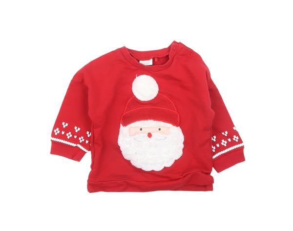Next Red/White Jersey Father Christmas Baby Jumper - Unisex 9-12m