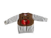 F&F Cream Gold Sparkly Sequin Reindeer Jumper - Girls 12-18m