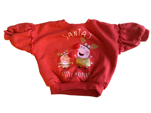 Next Peppa Pig & George Santa's Little Helpers Red Baby Christmas Jumper - Unisex 3-6m