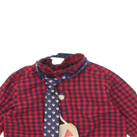 Brand New Next Baby Red/Navy Checked Christmas Shirt & Tie Outfit Set - Boys 3-6m