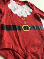 F&F Red Santa L/S Christmas Bodysuit - Unisex 9-12m
