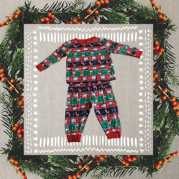 Baby Pyjamas with Christmas Multi Print - Unisex 6-9m