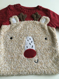 George Red Christmas Jumper with Reindeer Front - Unisex 6-9m