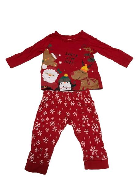 F&F Santa Stop Here! Christmas Print Baby Pyjamas - Unisex 3-6m