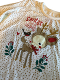 Santa's Little Helper White & Gold Glitter Spotty Christmas Top - Girls 6-9m